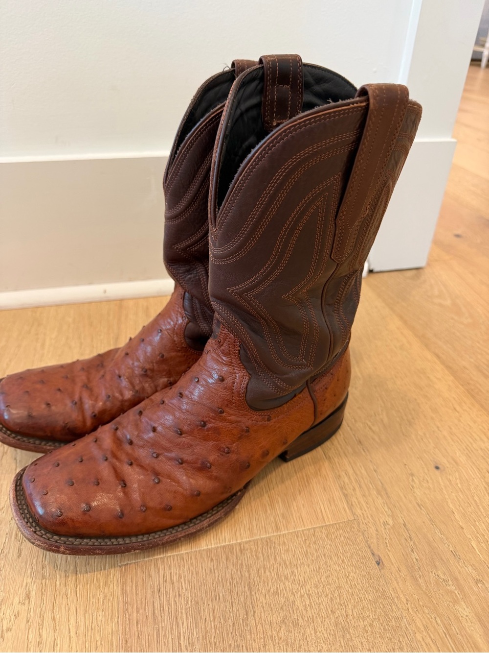 Tecovas Emmitt Ostrich Leather Pecan Western Boots